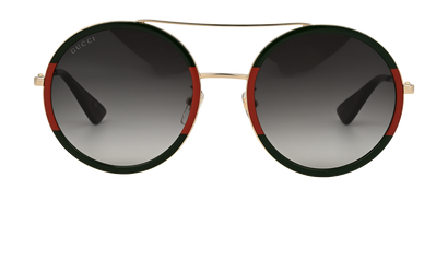 Gucci GG0061S Round Sunglasses, £150, Accessories, Green/Red, Front view