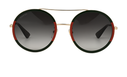 Gucci GG0061S Round Sunglasses, Metal, Green/Red, DB/C, 3*