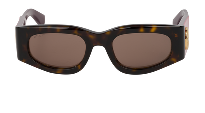 Gucci GG16645 Rectangular Sunglasses, &pound;120, Accessories, Brown, Front view