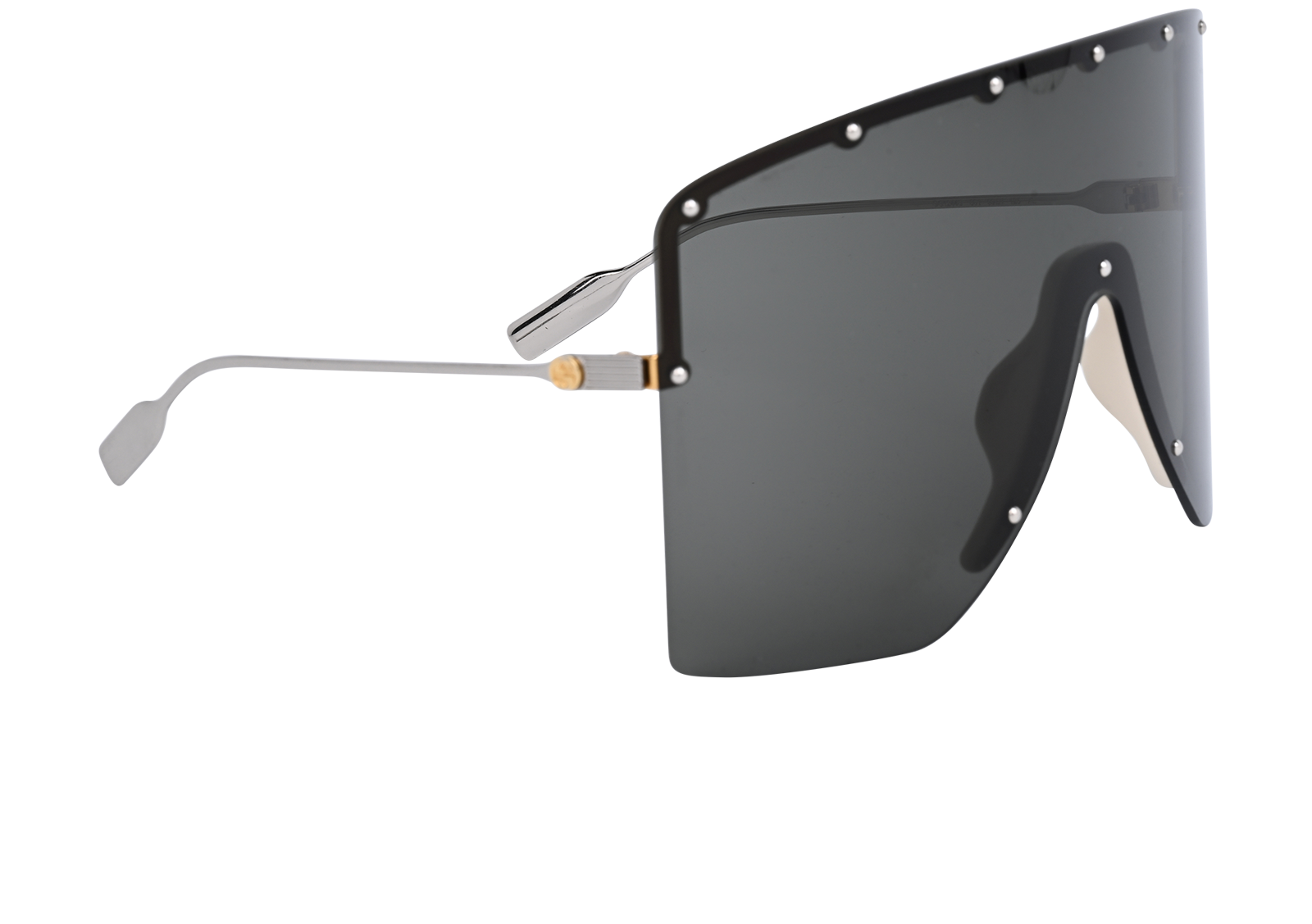 Gucci GG1244S Mask-Frame Sunglasses, &pound;220, Accessories, Gold, Side view