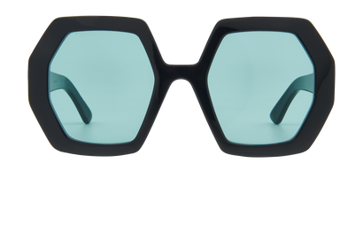 Gucci GG0772S Hexagonal Sunglasses, &pound;150, Accessories, Black, Front view