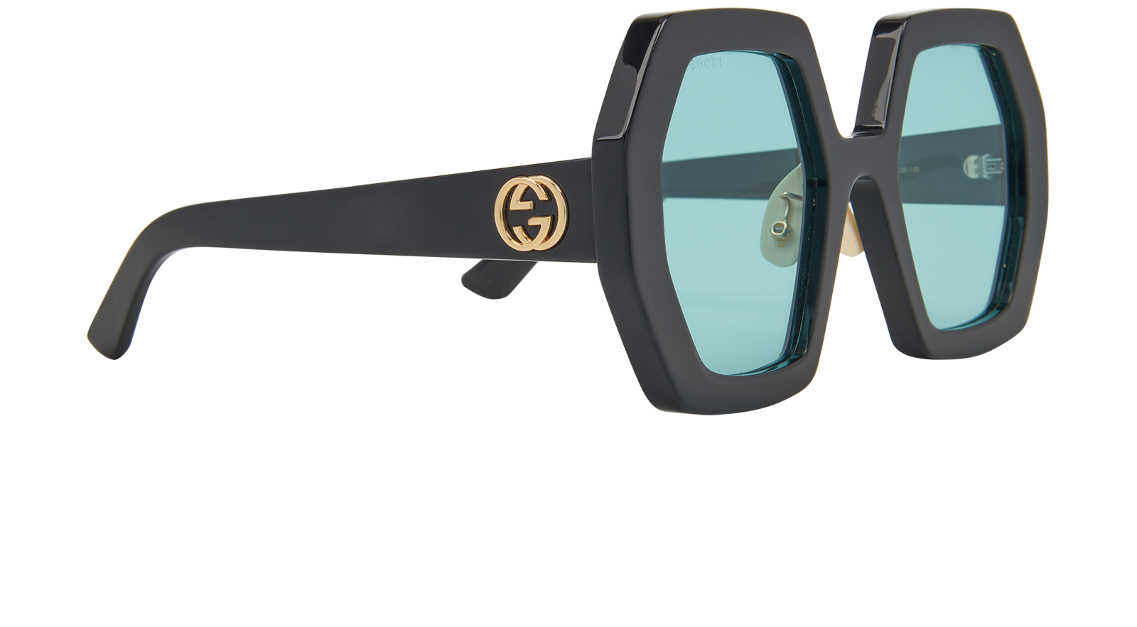 Gucci GG0772S Hexagonal Sunglasses, &pound;150, Accessories, Black, Side view