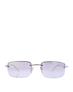 Rimless Rectangular Sunglasses,Metal,Clear Lens,Case,2*