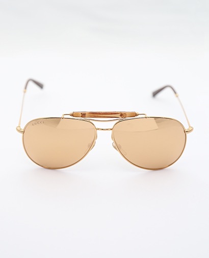 Gucci Gold Plated Aviator Sunglasses with Bamboo GG2235N, front view