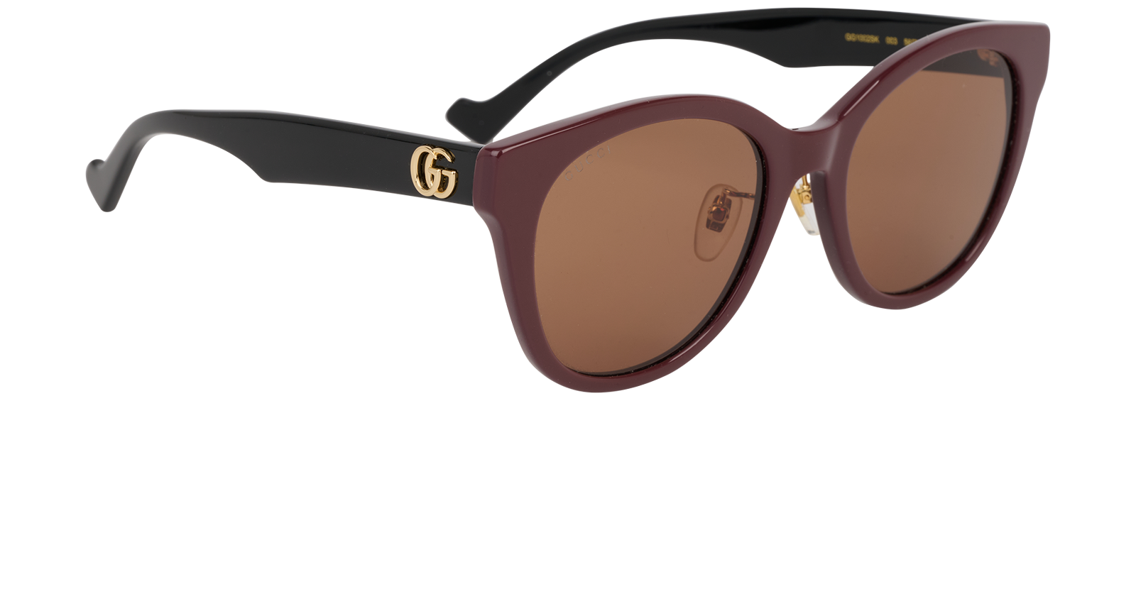 Gucci GG1002SK Round Sunglasses, &pound;150, Accessories, Black/Brown, Side view