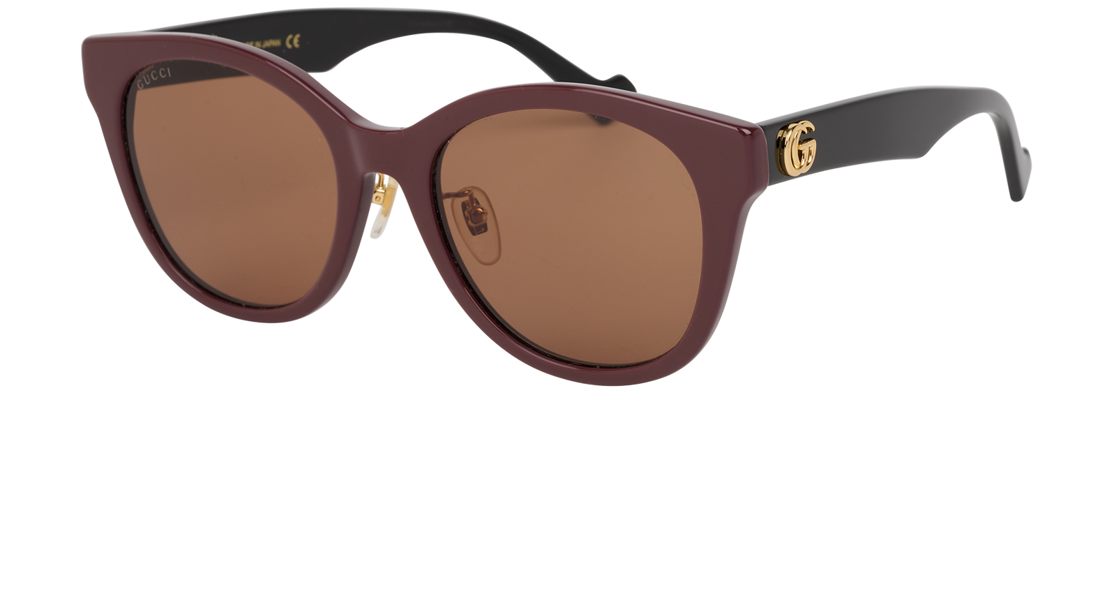 Gucci GG1002SK Round Sunglasses, &pound;150, Accessories, Black/Brown, Bottom view