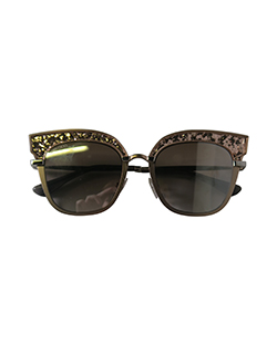 Jimmy Choo Rose Gold Sunglasses,Brown Gradient Lens,Rose Gold Glitter Fram