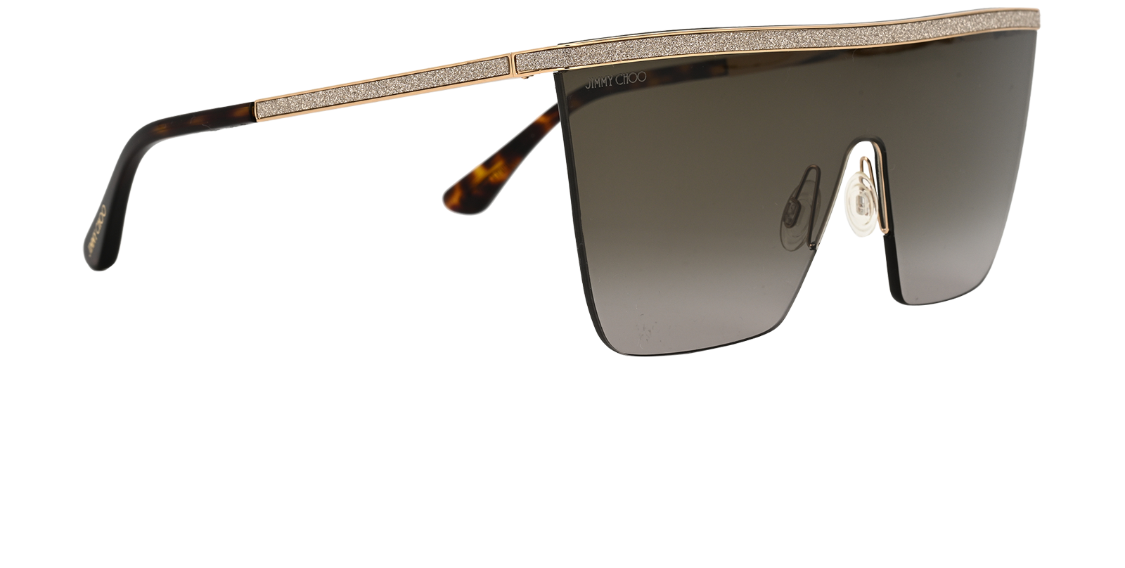 Jimmy Choo LEAH/S Shield Sunglasses, &pound;90, Accessories, Gold, Side view