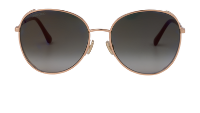 Jimmy Choo Feline/S Round Sunglasses, &pound;80, Accessories, Black/Rose Gold, Front view