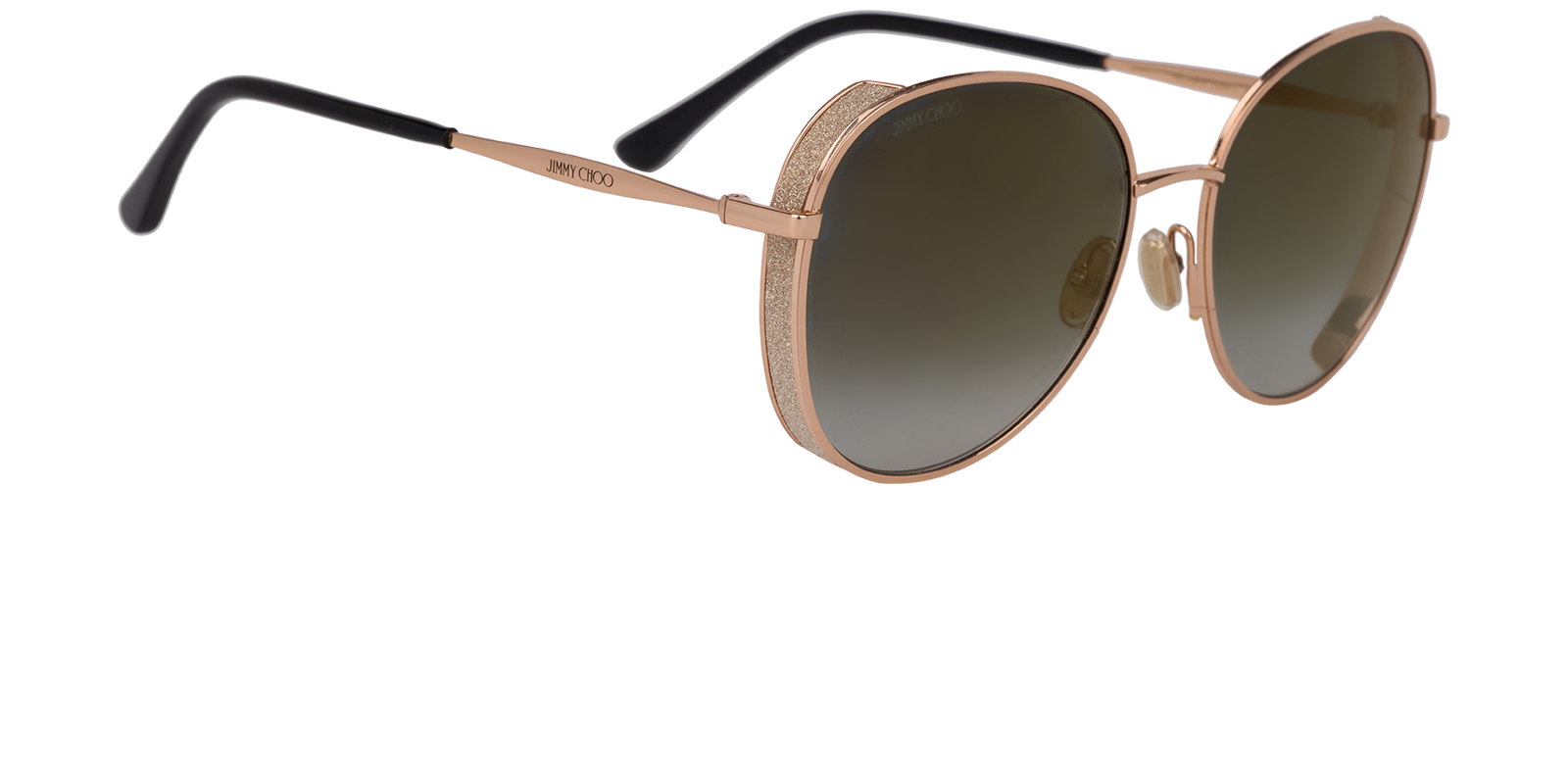 Jimmy Choo Feline/S Round Sunglasses, &pound;80, Accessories, Black/Rose Gold, Side view