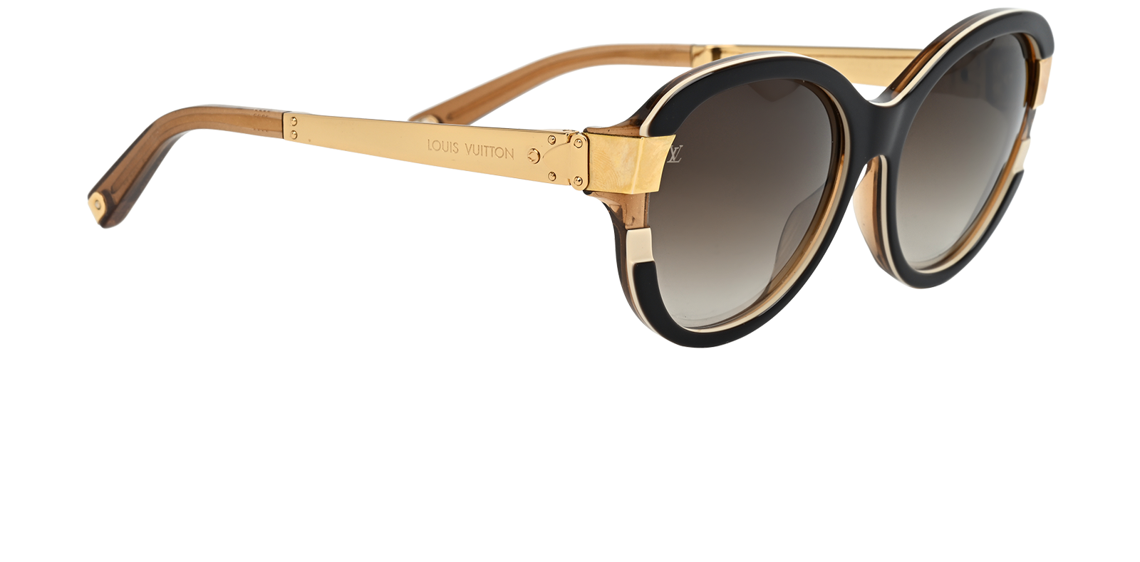 Louis Vuitton Z0487W Round Sunglasses, &pound;170, Accessories, Brown/Gold, Side view