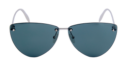 Alexander McQueen AM0103S Rimless Sunglasses, Metal, Silver, MII, C, 3*