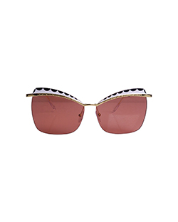 Alexander McQueen Rimless Sunglasses, Metal, Gold, AM0059S, Box