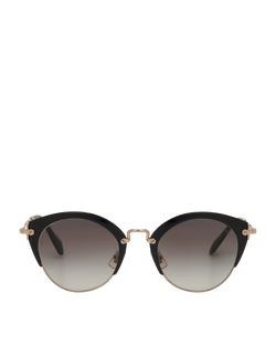 Miu Miu SMU 53R Cat Eye Sunglasses, Acetate, Black, C, 1*