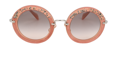 Miu Miu SMU08R Circle Sunglasses, &pound;150, Accessories, Pink, Front view