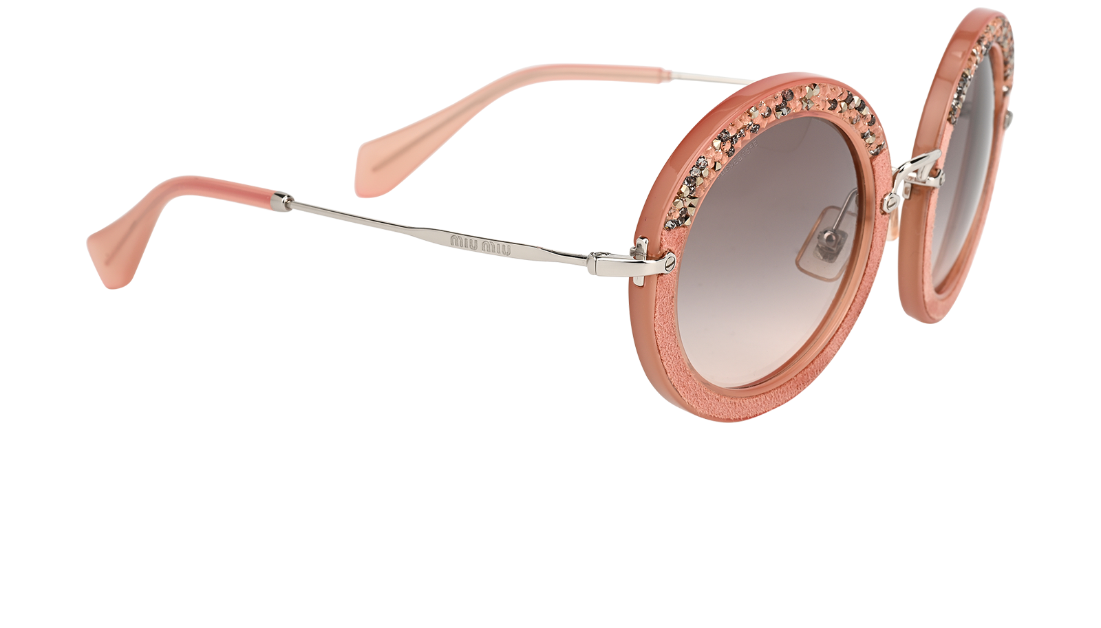 Miu Miu SMU08R Circle Sunglasses, &pound;150, Accessories, Pink, Side view