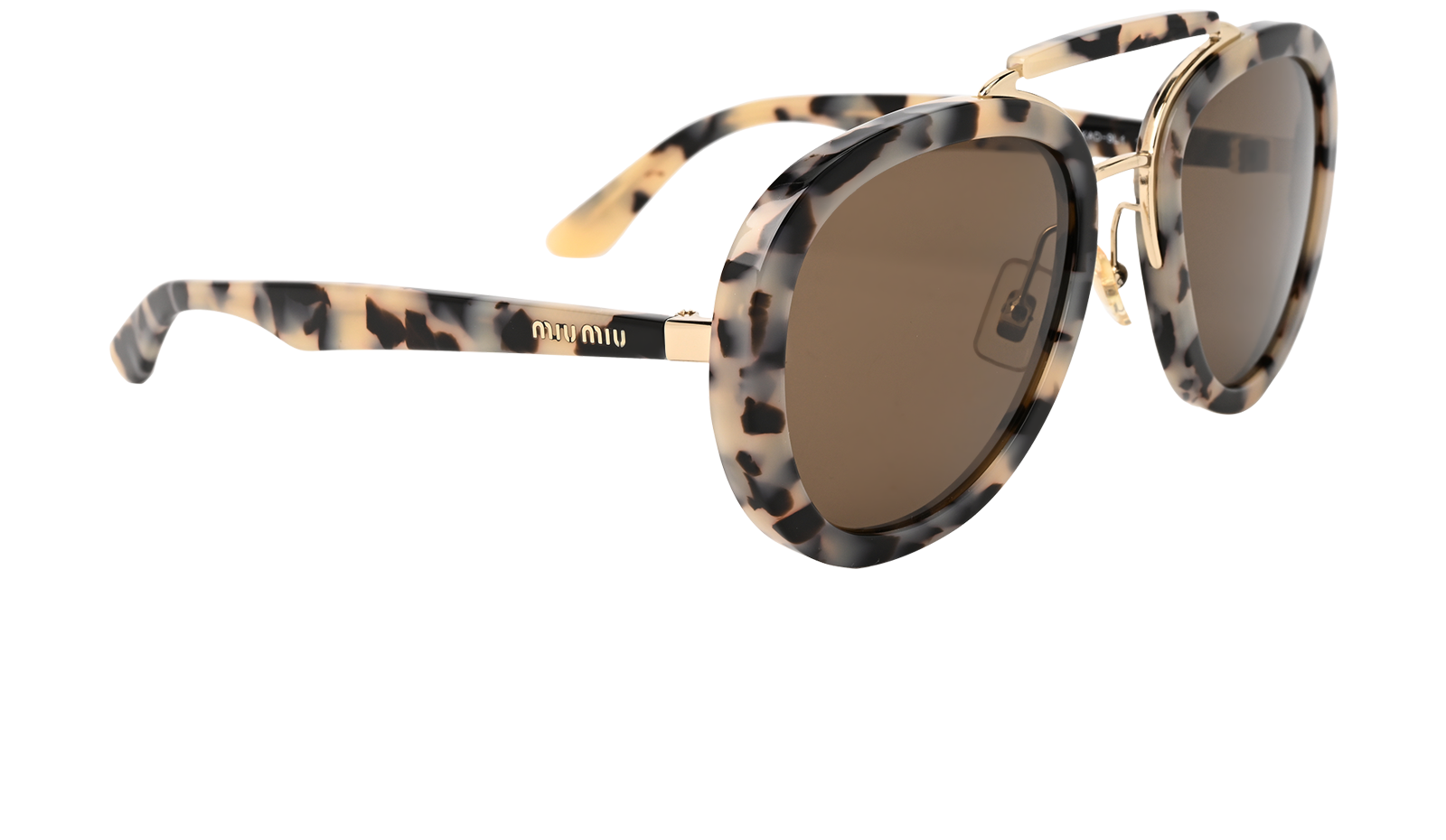 Miu Miu SMU05V Aviator Sunglasses, &pound;130, Accessories, Beige/Black, Side view