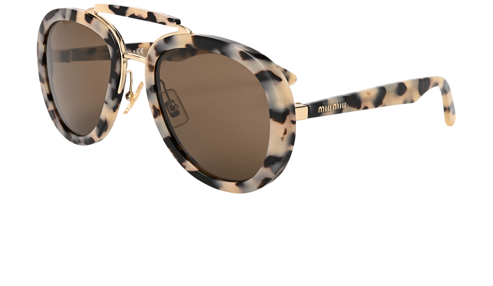 Miu Miu SMU05V Aviator Sunglasses, &pound;130, Accessories, Beige/Black, Bottom view