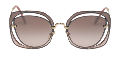 Miu Miu SMU54S Butterfly Sunglasses, &pound;150, Accessories, Gold, Front view