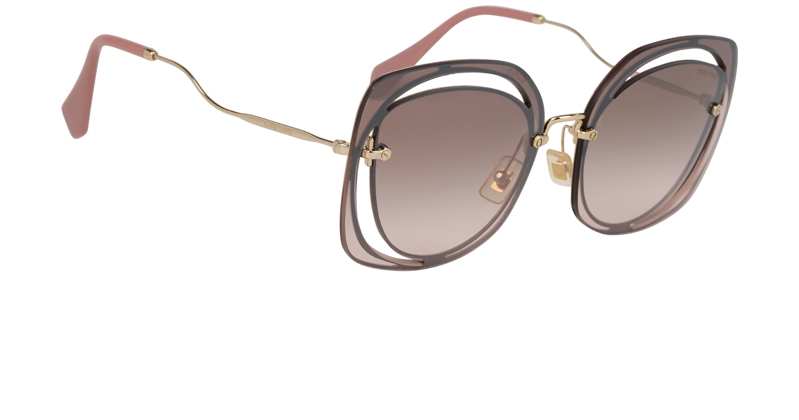 Miu Miu SMU54S Butterfly Sunglasses, &pound;150, Accessories, Gold, Side view
