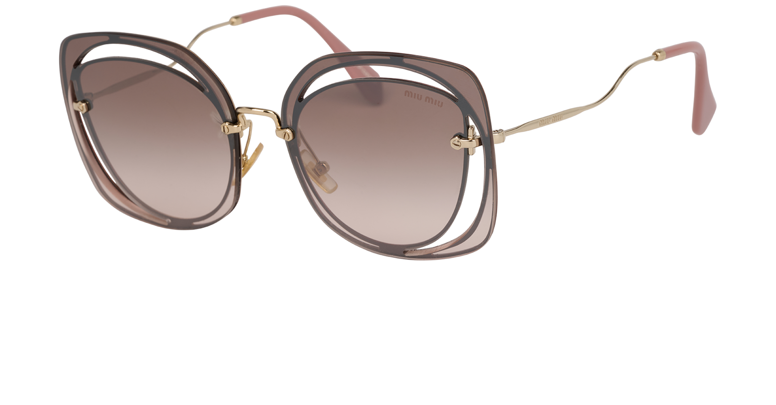 Miu Miu SMU54S Butterfly Sunglasses, &pound;150, Accessories, Gold, Bottom view