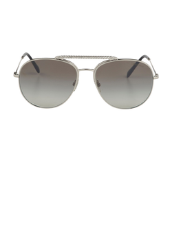 Miu Miu Crystal Embellished Aviators, Metal, Silver, SMU53V, C, 3*