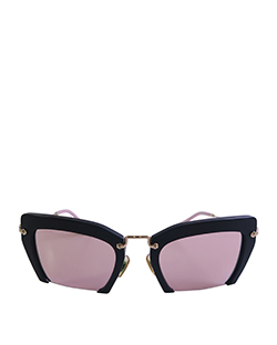 Miu Miu Rasoir Sunglasses, Blk/Pink, Acetate, Box, SMU10Q, 3 (10)