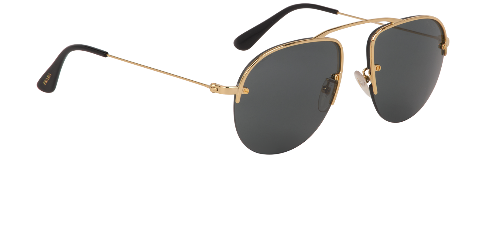 Prada SPR580 Aviator Sunglasses, &pound;110, Accessories, Black, Side view