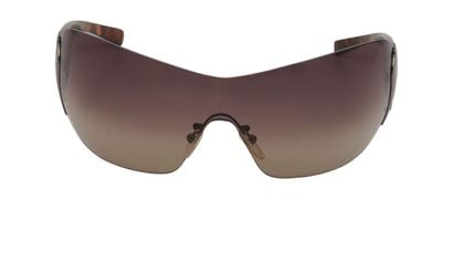 Prada SPR51G Shield Sunglasses, &pound;40, Accessories, Brown/Grey, Front view