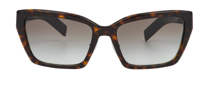 Prada SPR 14X Square Sunglasses, &pound;160, Accessories, Black/Brown, Front view