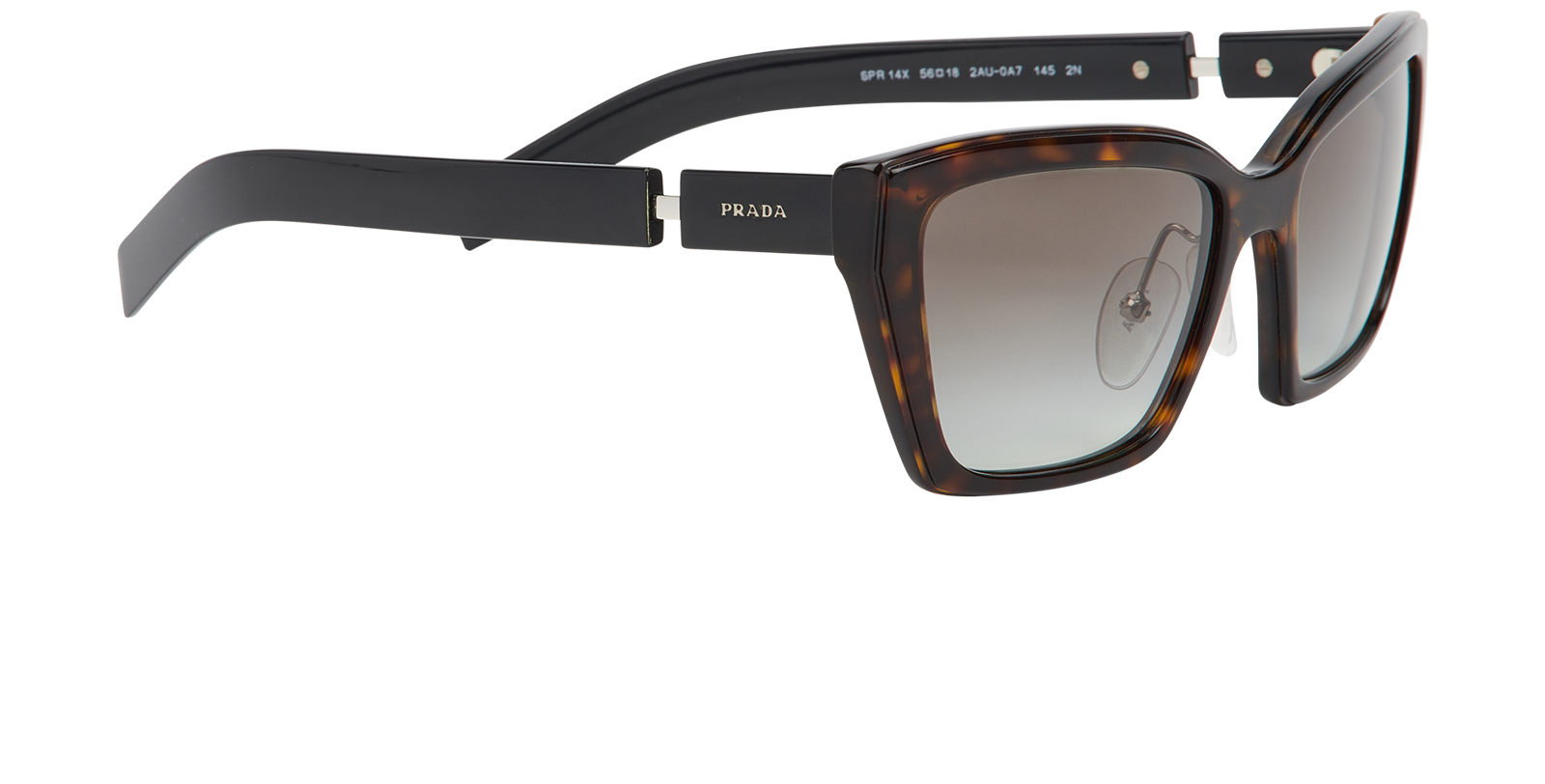 Prada SPR 14X Square Sunglasses, &pound;160, Accessories, Black/Brown, Side view