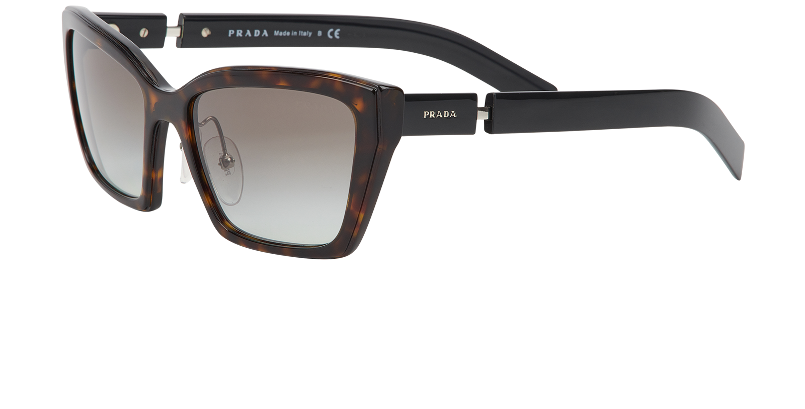 Prada SPR 14X Square Sunglasses, &pound;160, Accessories, Black/Brown, Bottom view