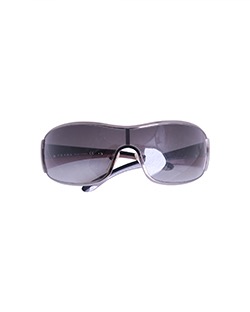 Prada SPR53H Sunglasses, Shield Silver Frames, Grey Lens, Case