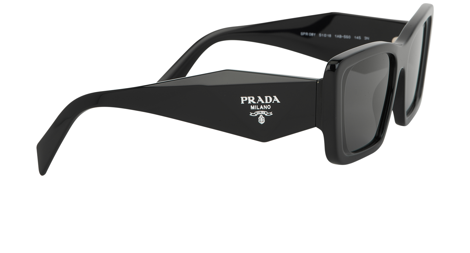 Prada SPR08Y Symbole Sunglasses, &pound;150, Accessories, Black, Side view