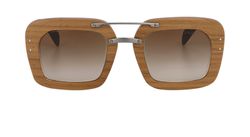 Prada Wooden Square Sunglasses, Acetate, Brown, SPR30R, C, 3*