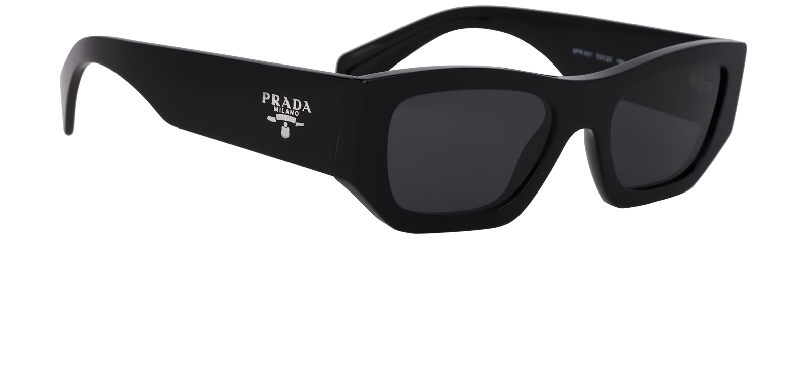 Prada SPRA01 Rectangular Sunglasses, &pound;180, Accessories, Black, Side view