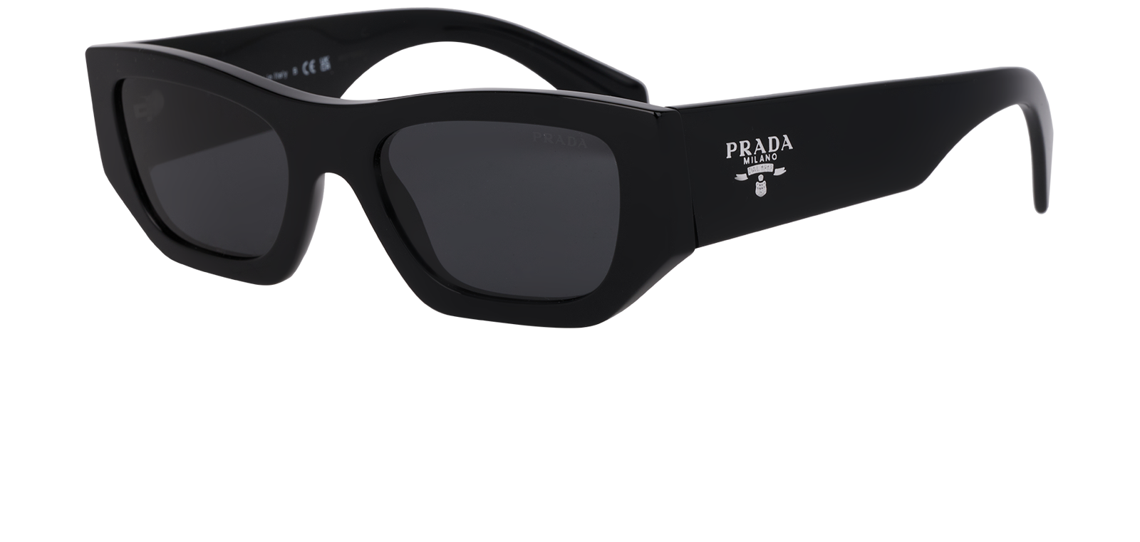 Prada SPRA01 Rectangular Sunglasses, &pound;180, Accessories, Black, Bottom view