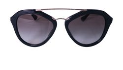 Prada SPR 12Q Sunglasses, Black Round Frames, Black Lens, B, Case, 3*