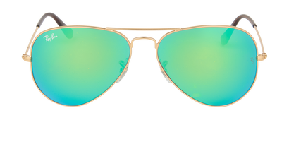 Ray-Ban RB3025 Aviator Sunglasses, &pound;60, Accessories, Gold/Green, Front view