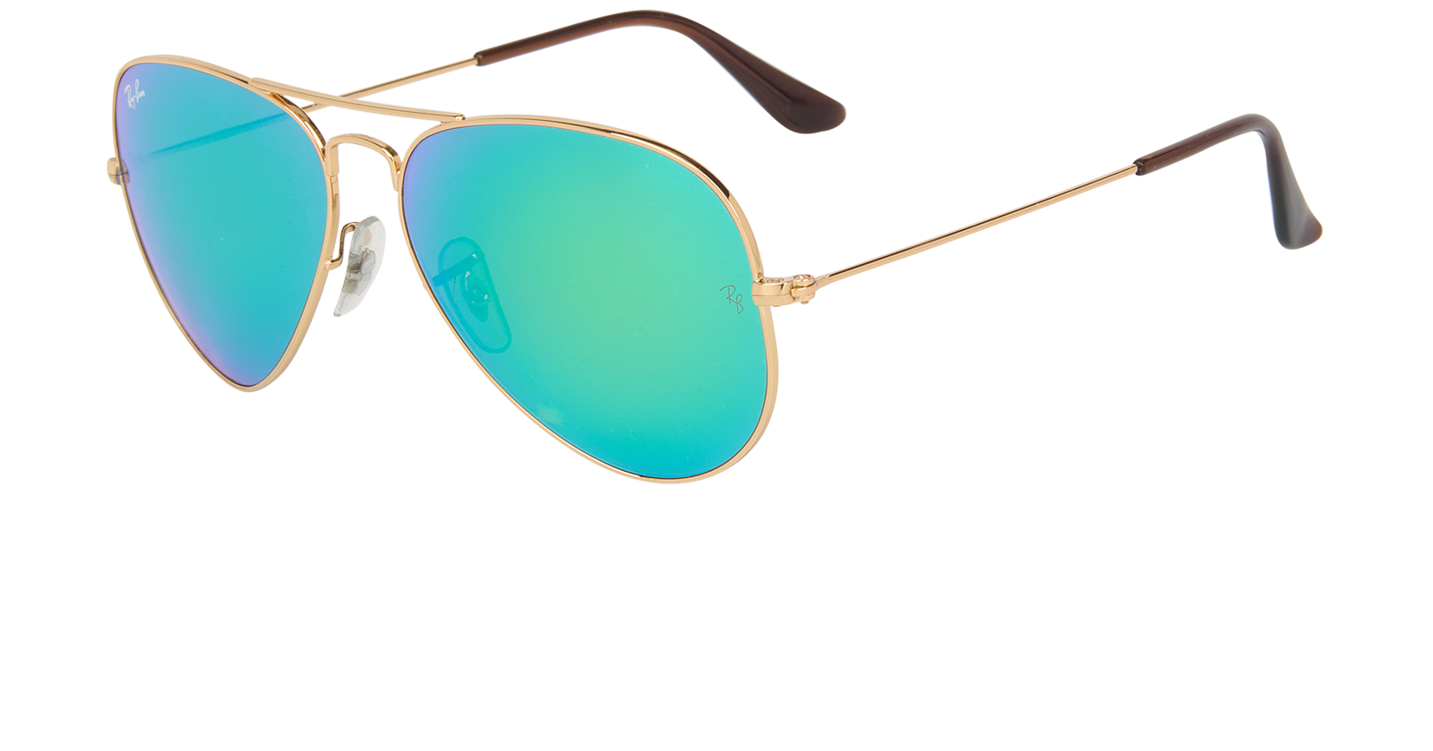 Ray-Ban RB3025 Aviator Sunglasses, &pound;60, Accessories, Gold/Green, Bottom view