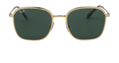 Ray-Ban RB3720 Square Sunglasses, &pound;75, Accessories, Gold/Green, Front view