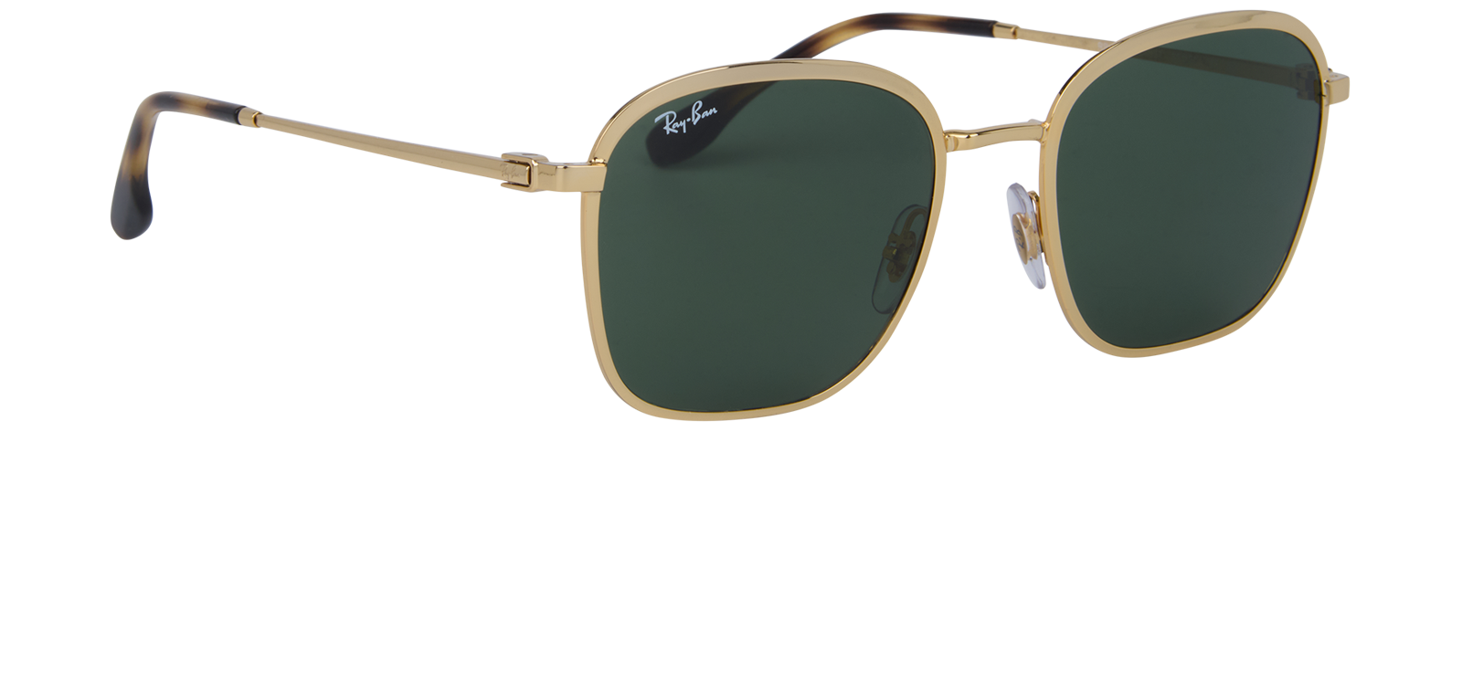 Ray-Ban RB3720 Square Sunglasses, &pound;75, Accessories, Gold/Green, Side view
