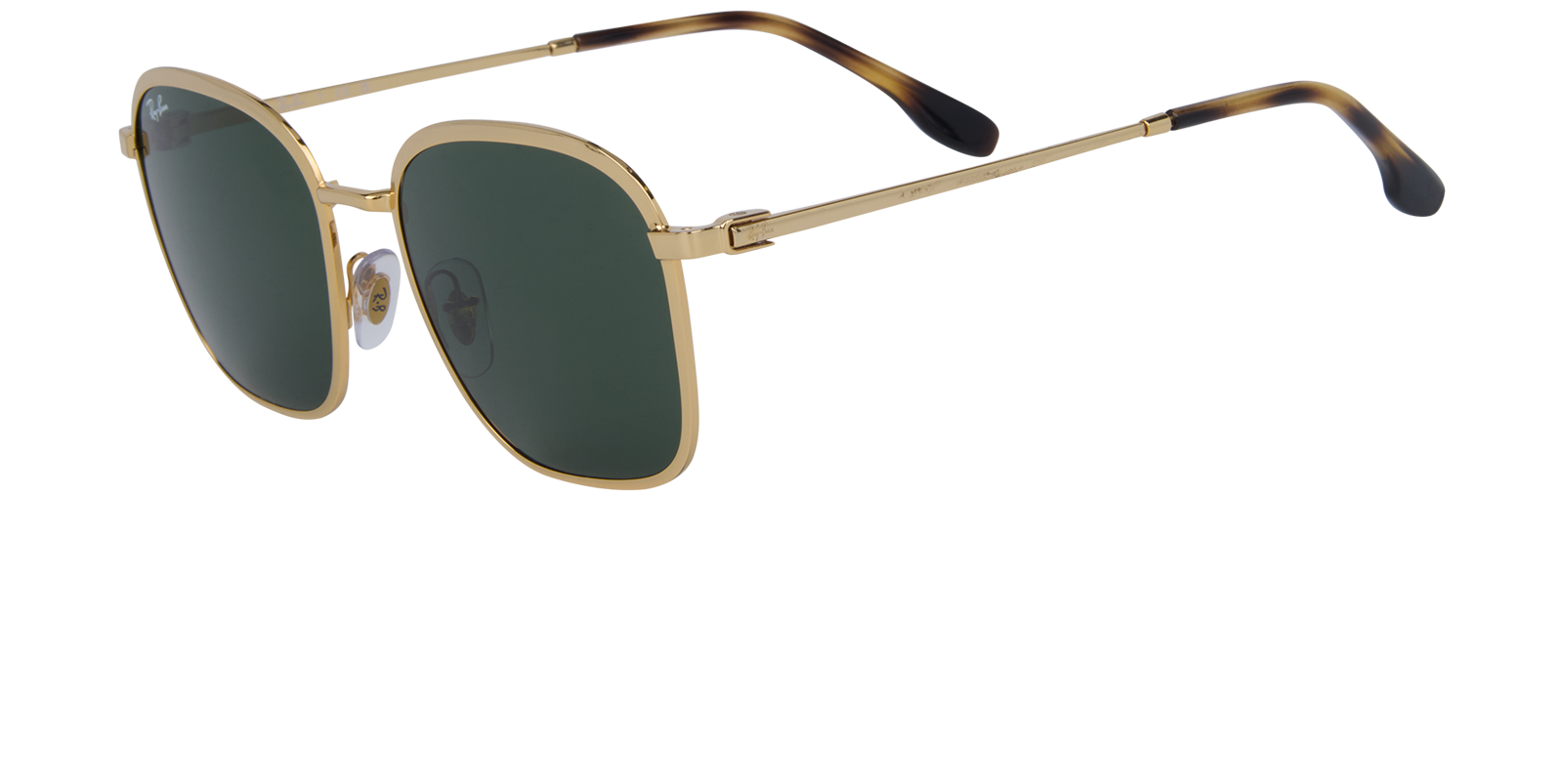 Ray-Ban RB3720 Square Sunglasses, &pound;75, Accessories, Gold/Green, Bottom view