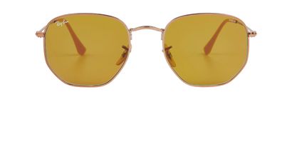 Ray-Ban RB3548 Hexagonal Sunglasses, &pound;30, Accessories, Rose Gold, Front view