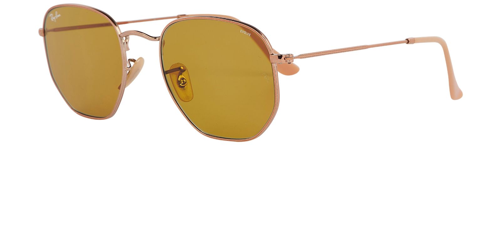 Ray-Ban RB3548 Hexagonal Sunglasses, &pound;30, Accessories, Rose Gold, Bottom view