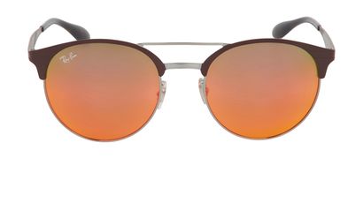 Ray-Ban Phantos Mirror Sunglasses, &pound;70, Accessories, Orange/Pink/Red, Front view