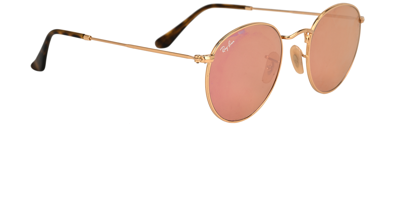 Rayban RB3447-N Round Sunglasses, &pound;80, Accessories, Gold, Side view