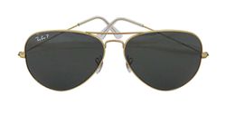 Rayban RB3025 Aviator Sunglasses, Black Lens, Gold Frame, 3*