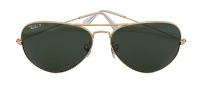 Rayban RB3025 Aviator Sunglasses, £35, Accessories, Gold/Green, Front view
