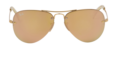 Ray-Ban RB3449 Pilot Sunglasses, &pound;80, Accessories, Gold, Front view